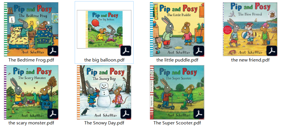Pip and Posy波西和皮普8册音频+7本PDF电子书+20动画片完整版