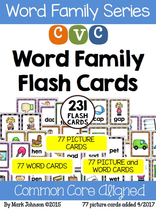 CVC Word Family Flash Card(自然拼读闪卡)231张闪卡71页