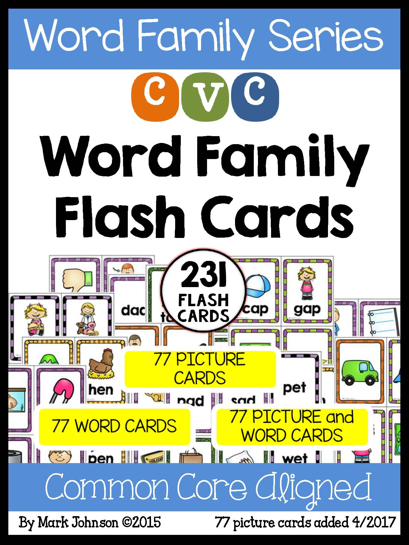 CVC Word Family Flash Card(自然拼读闪卡)PDF高清电子版可打印