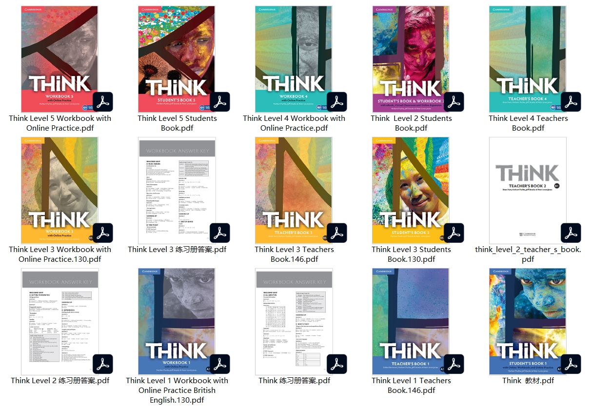 剑桥教材Think (Starter-Level5)全套PDF+音视频+1-4白板软件完整版
