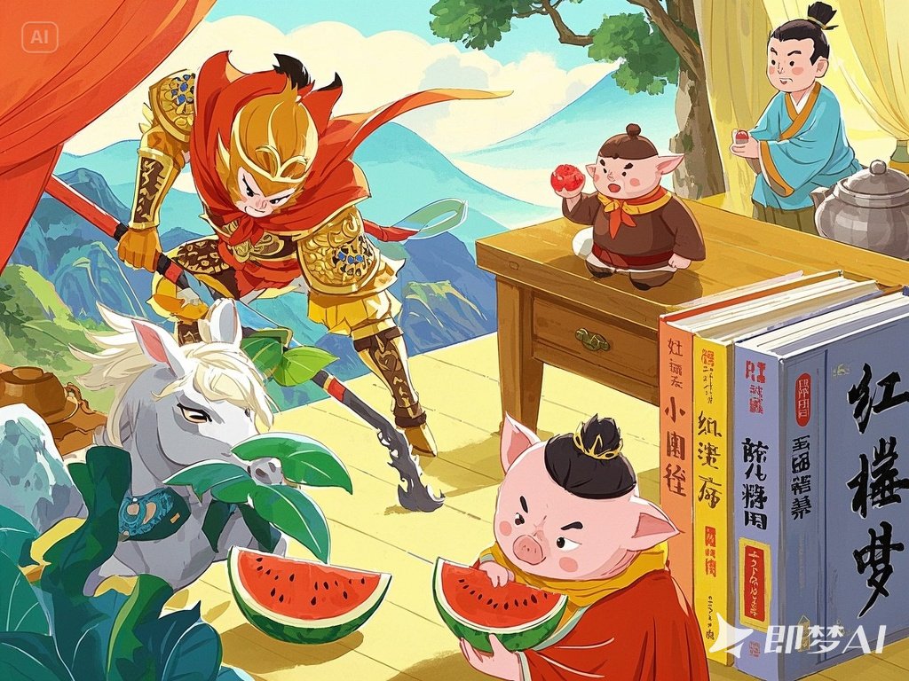 jimeng-2025-05-25-924-画一幅卡通图片，主题是四大名著系列最全合集，4_3.jpeg