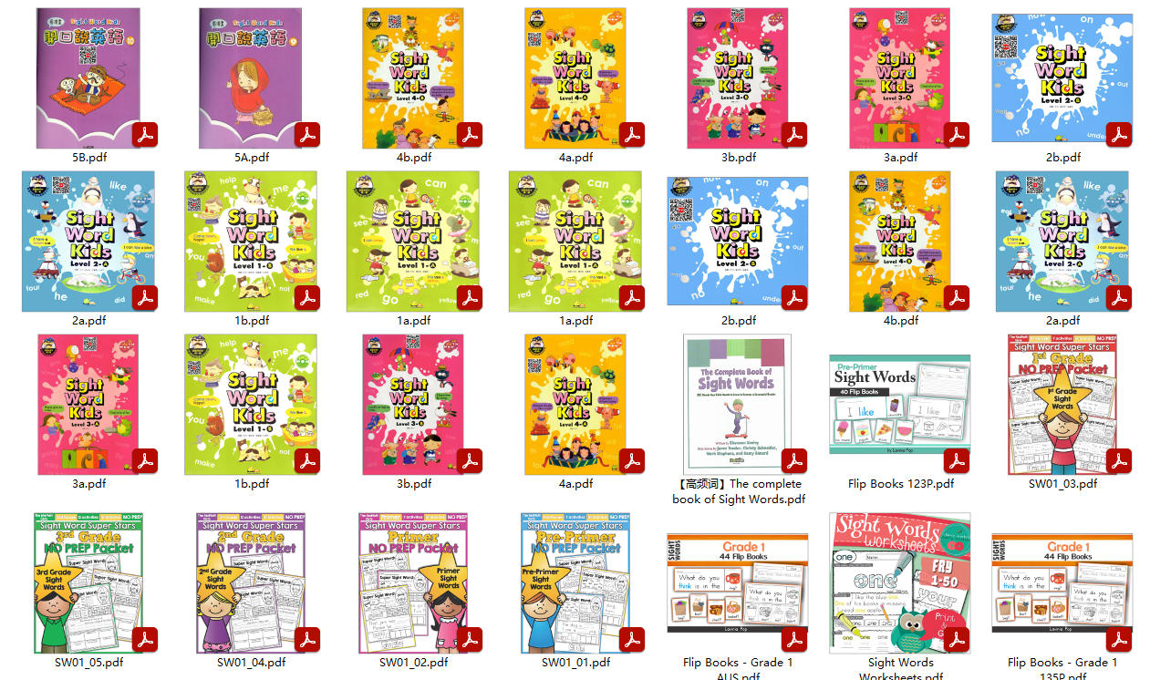 Sight Words英语高频词大全完整版PDF电子版【3.64GB】高清可打印百度网盘分享