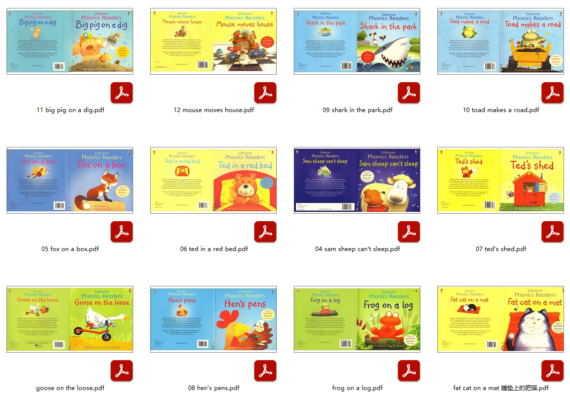 1-12级斯伯恩自然拼读 Usborne phonics readers PDF电子版+mp3音频