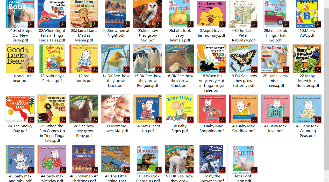 婴幼儿英文经典绘本共38本PDF（高清晰）电子书可打印版本资源