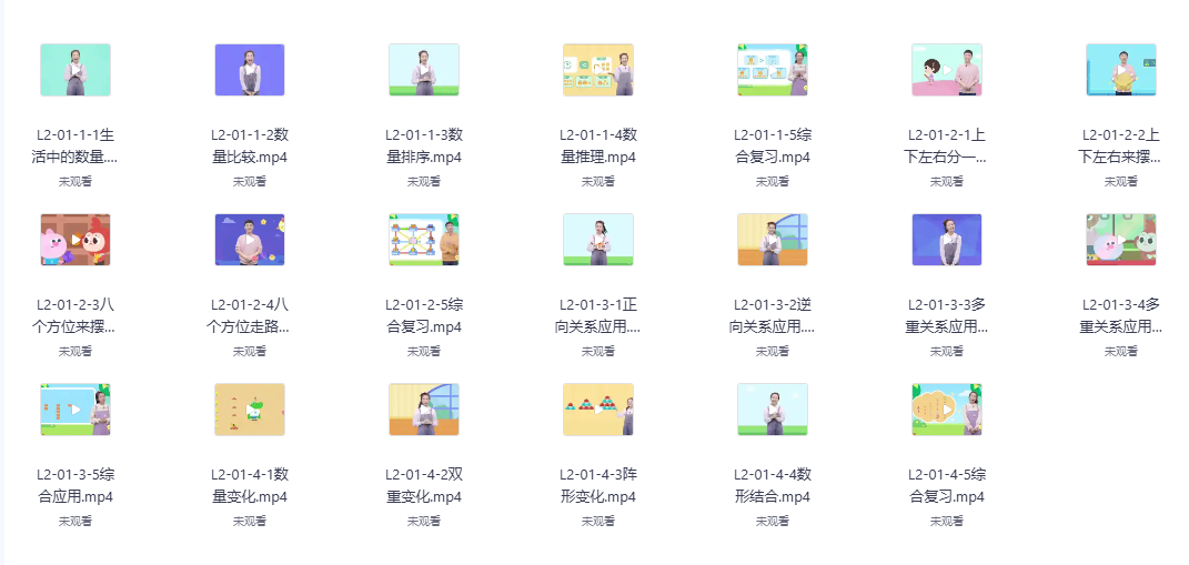 (幼儿园)小猴思维 小猴思维全套视频课【L1+L2两个级别1-12月】+【1-48周PDF高清电子版练习册】