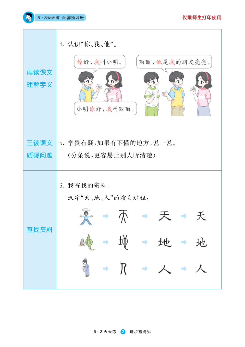 25秋1-6年级语文上册《53预习册》(统编版) 资料内页(PDF 第 4 页)