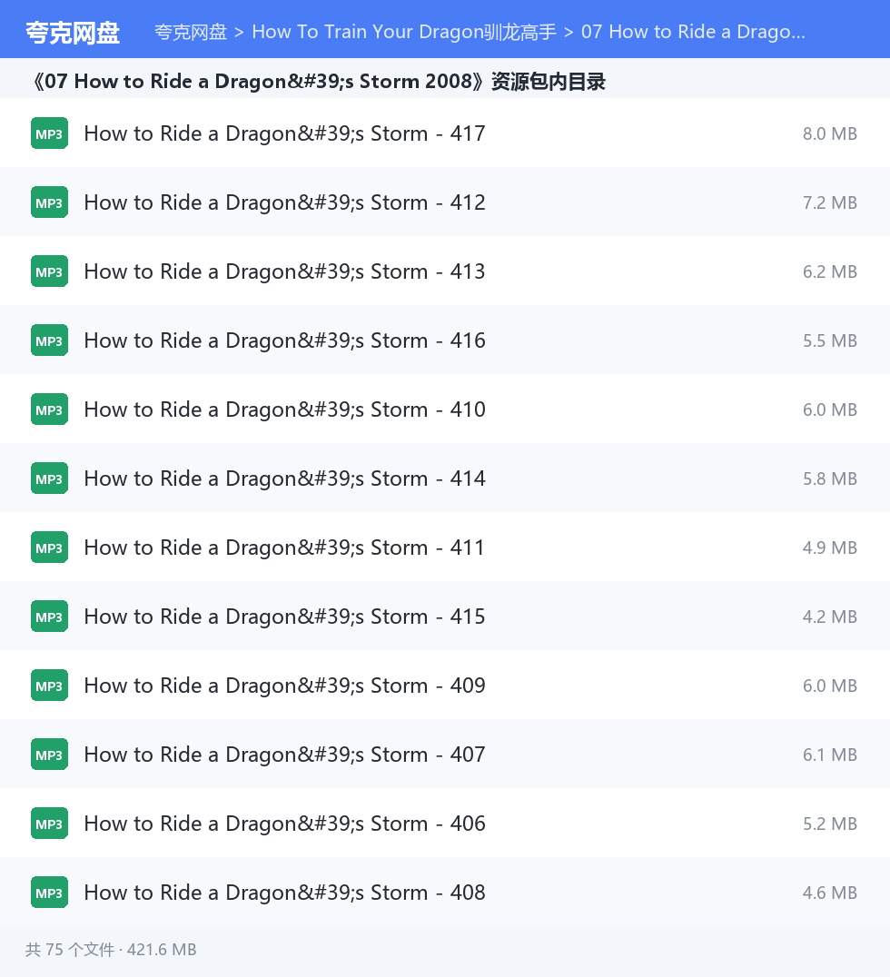 How To Train Your Dragon驯龙高手 资源文件清单