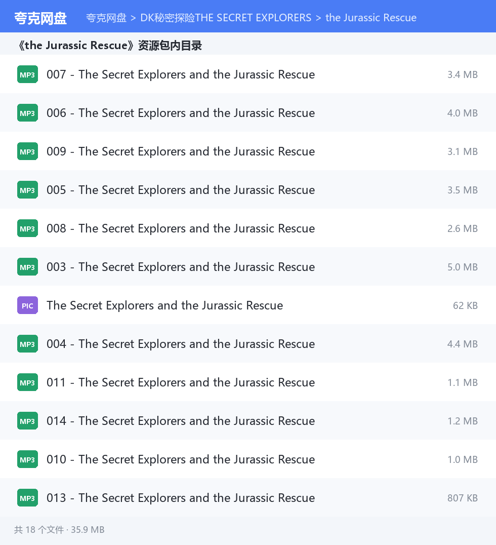 DK秘密探险THE SECRET EXPLORERS 资源文件清单