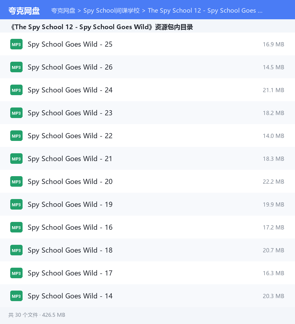 Spy School间谍学校 资源文件清单