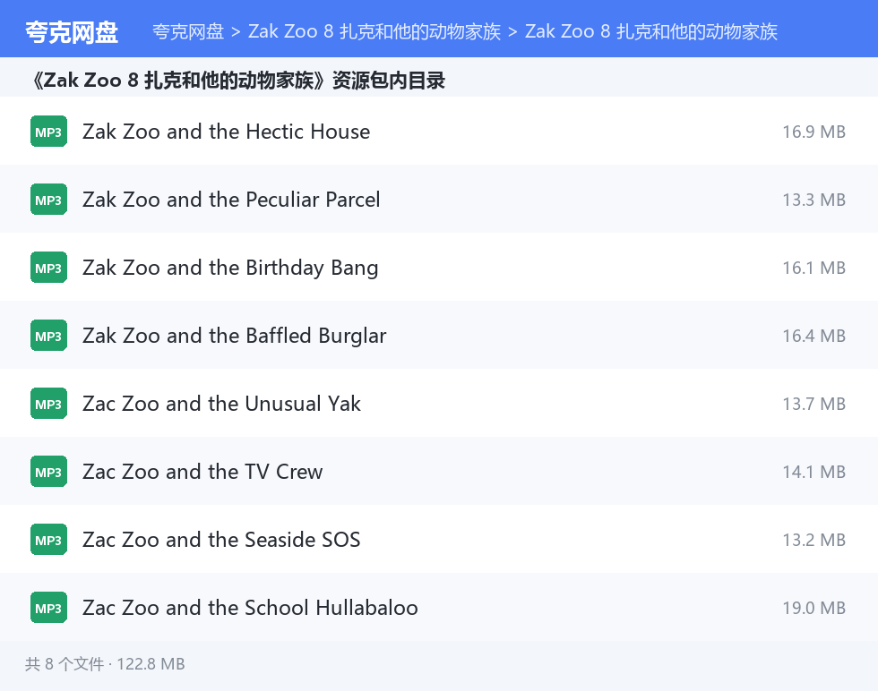Zak Zoo 8 扎克和他的动物家族 资源文件清单