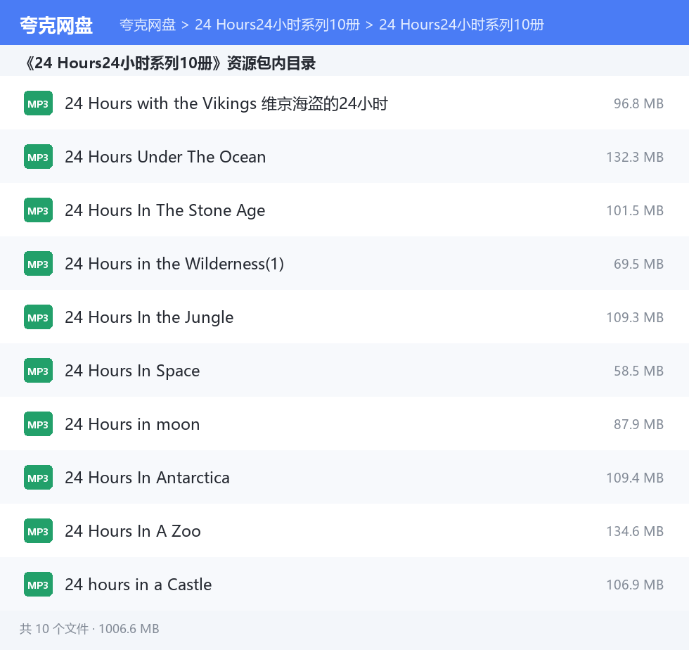 24 Hours24小时系列10册 资源文件清单