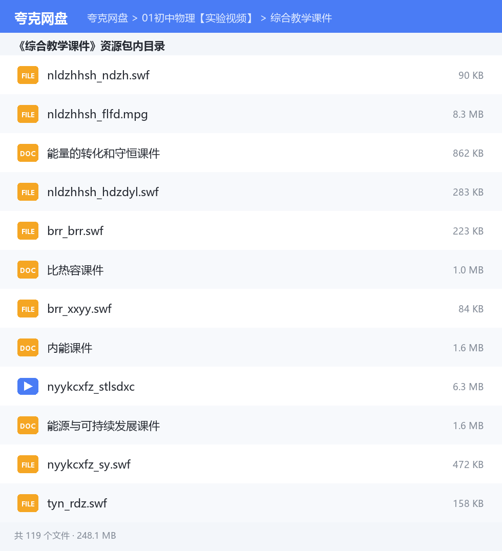 01初中物理【实验视频】 资源文件清单