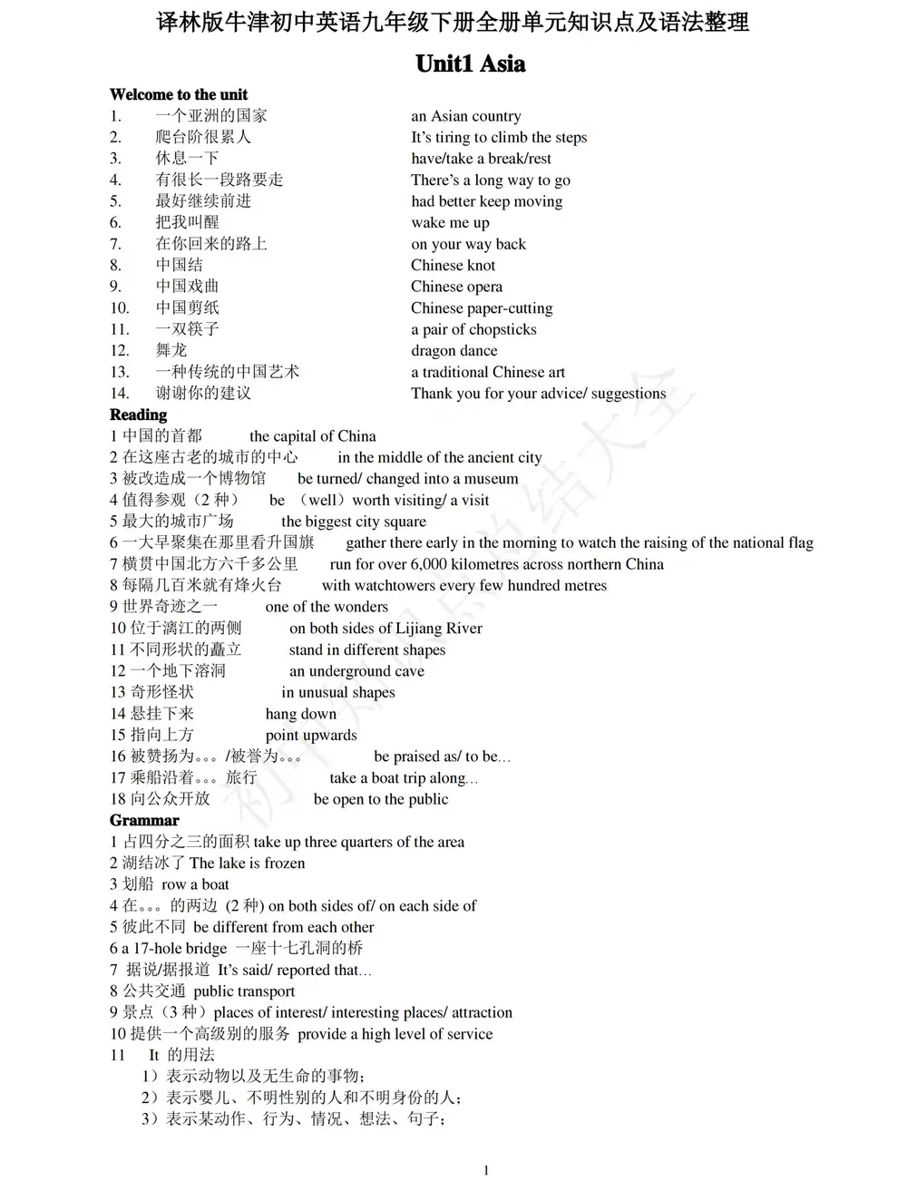 初中知识梳理 资料内页(PDF 第 2 页)