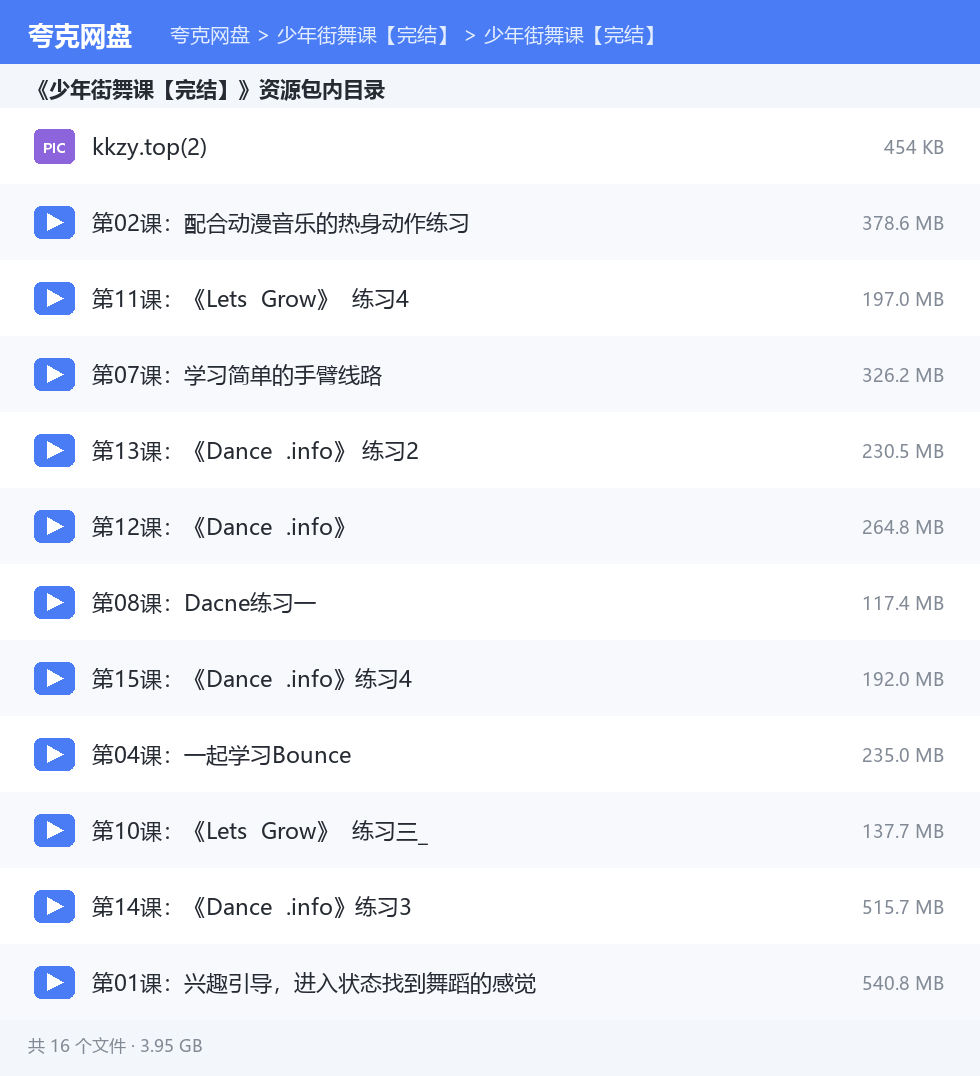 少年街舞课【完结】 资源文件清单