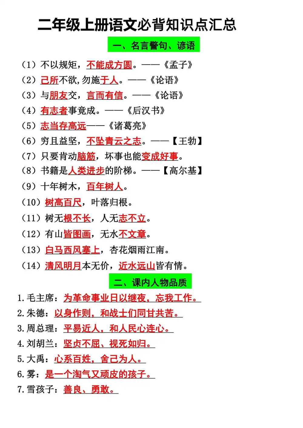 1-6年级语文必背汇总_满分资料专属 资料内页(PDF 第 3 页)