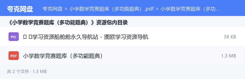 小学数学竞赛题库(多功能题典).pdf 资源文件清单