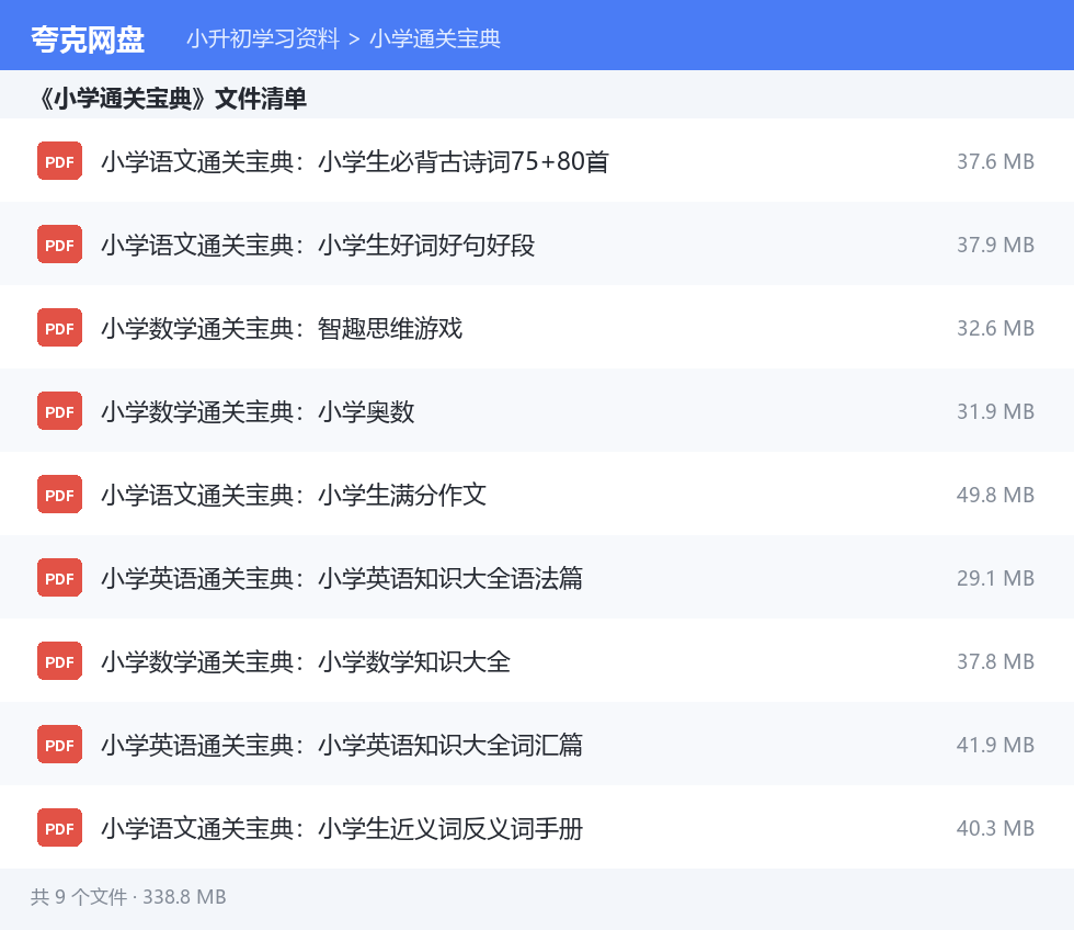 文件目录清单