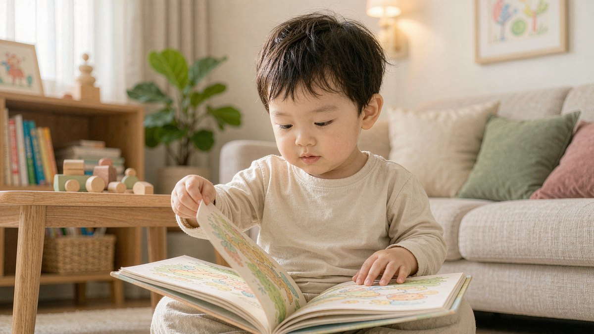 孩子后来自己抱着绘本翻看